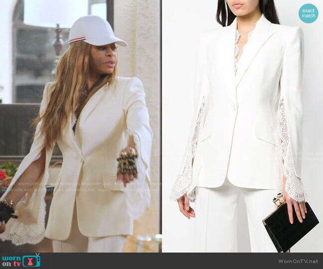 Alexander McQueen Lace Trim Blazer worn by Mary Cosby on The Real Housewives of Salt Lake City