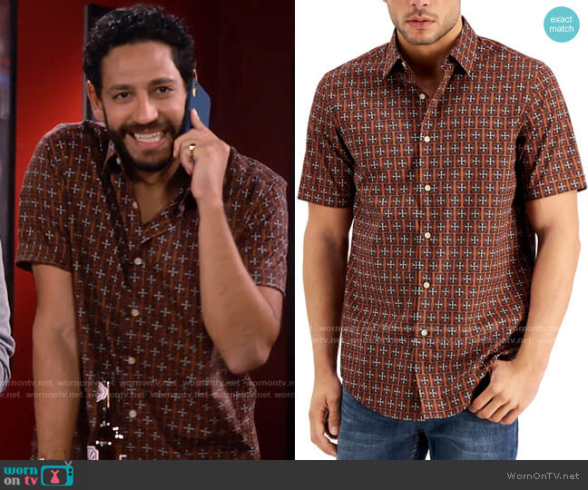 Alfani Printed Shirt worn by Oscar (Christopher Rivas) on Call Me Kat