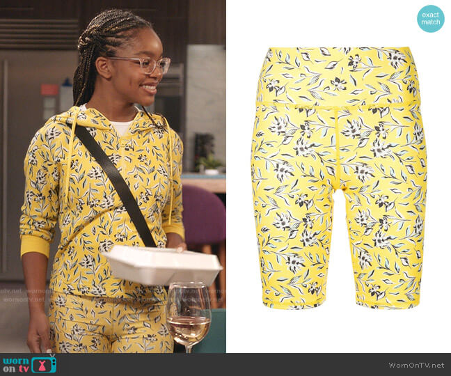 Alice + Olivia Aaron Floral Biker Shorts worn by Diane Johnson (Marsai Martin) on Black-ish