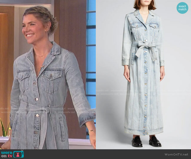 Alice + Olivia Daren Maxi Denim Shirtdress worn by Amanda Kloots on The Talk