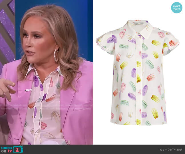 Alice + Olivia Eli Flutter-Sleeve Silk Top
