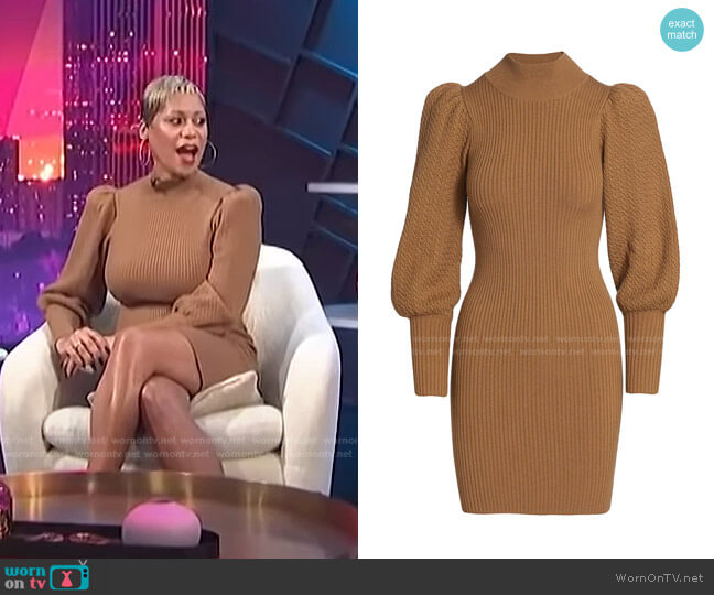 Alice + Olivia Caleb Wool Puff-Sleeve Sweaterdress worn by Monique Kelley on E! News