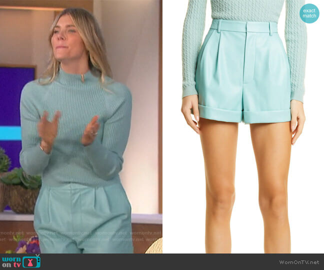 Alice + Olivia Conry Faux Leather Shorts worn by Amanda Kloots on The Talk