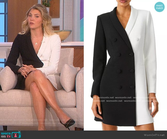 Alice and Olivia Kyrie Color Block Tuxedo Mini Dress worn by Amanda Kloots on The Talk