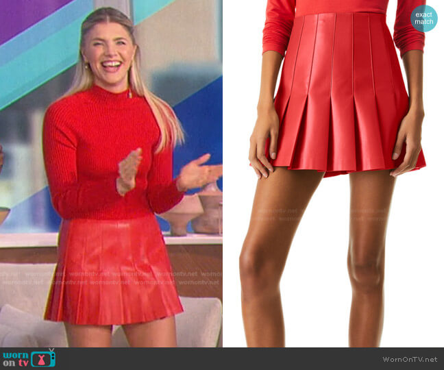 Alice + Olivia Carter Vegan Leather Mini Skirt worn by Amanda Kloots on The Talk