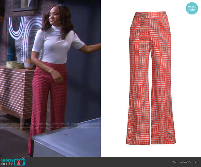 Alice + Olivia Dylan High-Waist Wide-Leg Pants worn by Lani Price (Sal Stowers) on Days of our Lives
