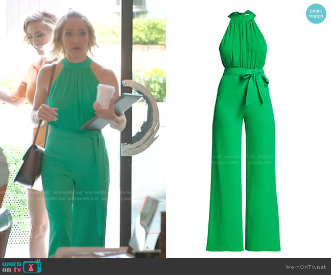Alice + Olivia Thelma Halterneck Jumpsuit worn by Mary Fitzgerald on Selling Sunset