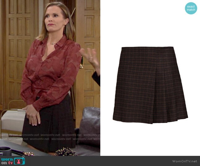 Alice + Olivia Semira Skirt worn by Chelsea Lawson (Melissa Claire Egan) on The Young and the Restless