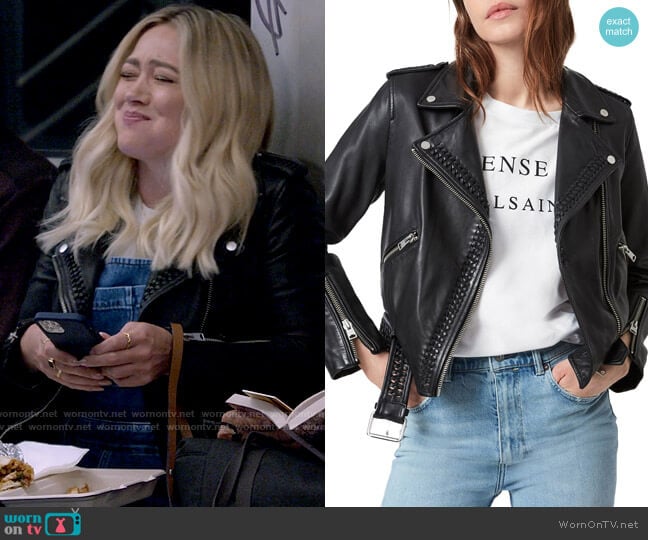 All Saints Braided Biker Jacket worn by Sophie (Hilary Duff) on How I Met Your Father