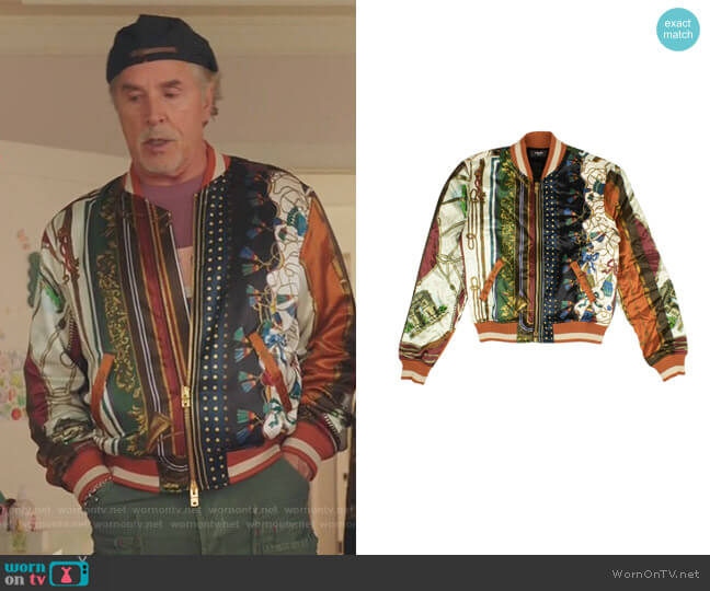 Amiri Scarf Patchwork Print Bomber Jacket worn by Rick (Don Johnson) on Kenan