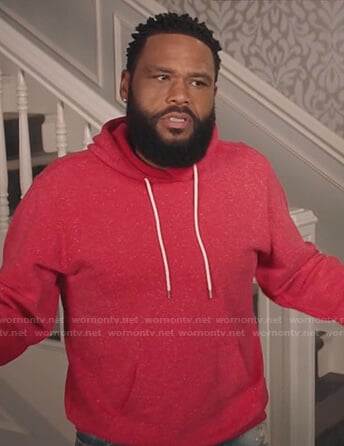 Andre’s red speckled hoodie on Black-ish
