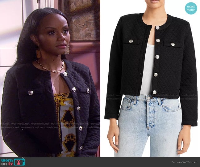 Aqua Cropped Knit Blazer worn by Chanel Dupree (Raven Bowens) on Days of our Lives