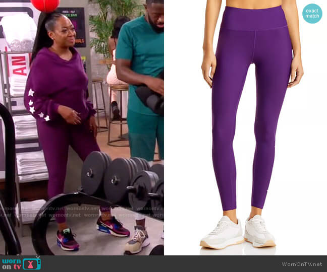 Aqua Athletic Foil Star High Rise Ankle Leggings in Boysenberry worn by Tina Butler (Tichina Arnold) on The Neighborhood