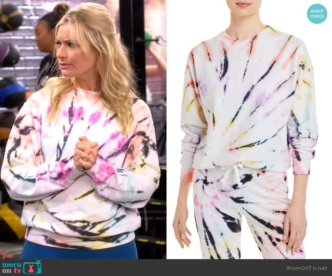 Aqua Athletic Tie Dye Sweatshirt worn by Gemma (Beth Behrs) on The Neighborhood