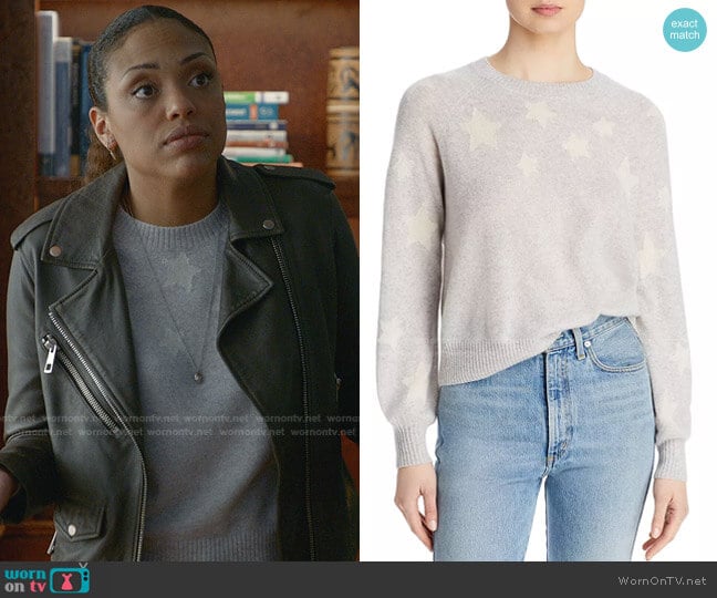 Aqua Cashmere Star Print Cashmere Sweater worn by Danny James (Jaime Lee Kirchner) on Bull
