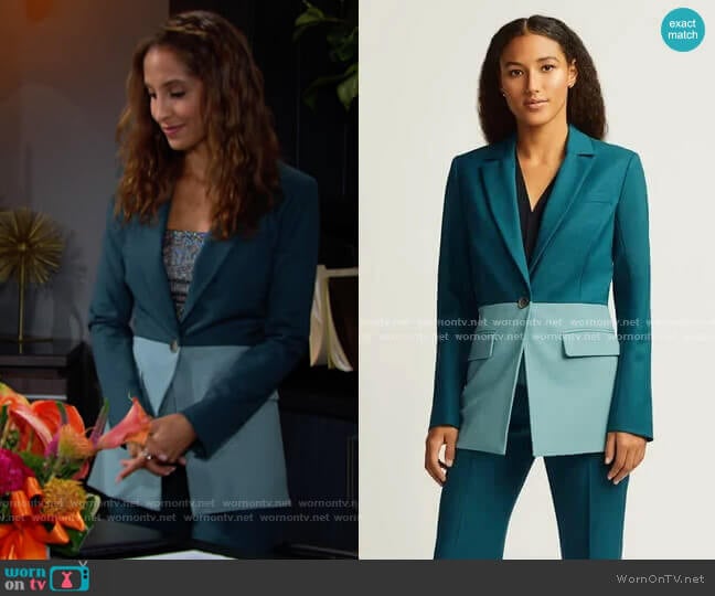 Argent Colorblocked Single Button Blazer worn by Lily Winters (Christel Khalil) on The Young and the Restless