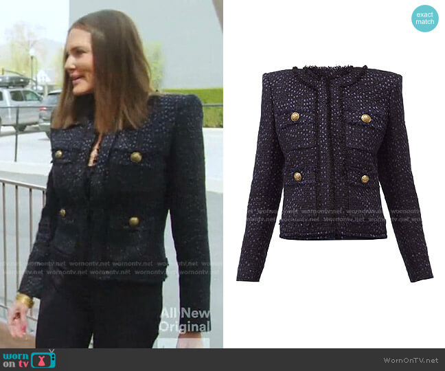 Balmain Collarless Tweed Jacket worn by Meredith Marks on The Real Housewives of Salt Lake City