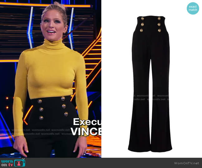 Balmain High-Waisted Corset Trousers worn by Sara Haines on The Chase