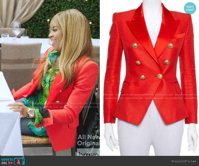 Balmain Textured Cotton & Silk Double Breasted Blazer worn by Mary Cosby on The Real Housewives of Salt Lake City