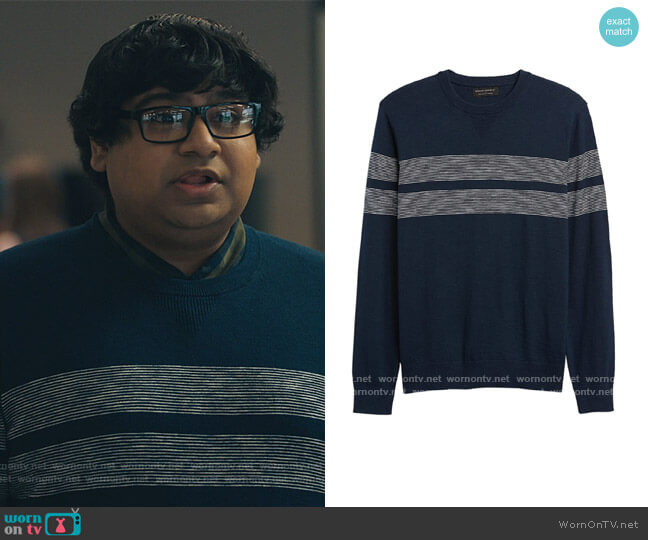 Banana Republic Dual Striped Organic Cotton Crewneck Sweater