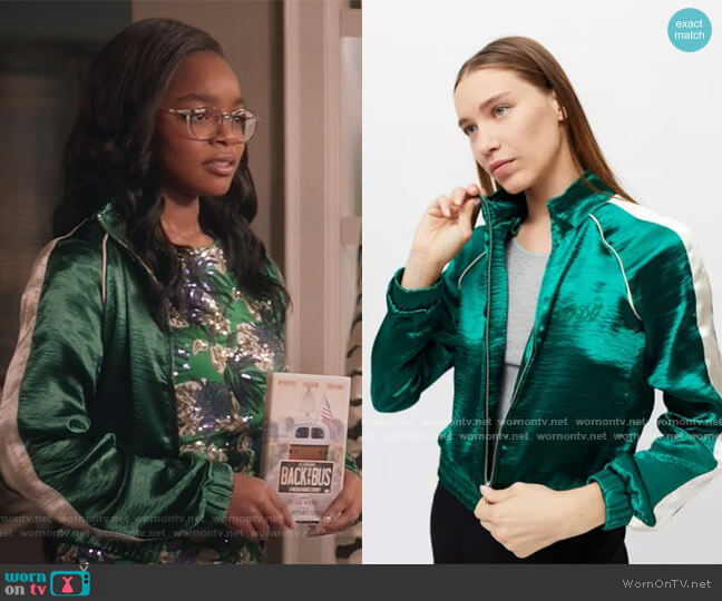 BDG Luxe Satin Track Jacket worn by Diane Johnson (Marsai Martin) on Black-ish