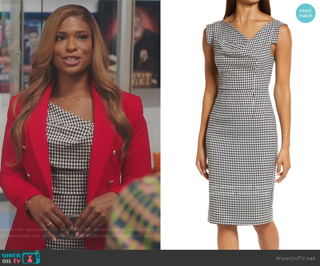 Black Halo Jackie O Sheath Dress worn by Mika (Kimrie Lewis) on Kenan
