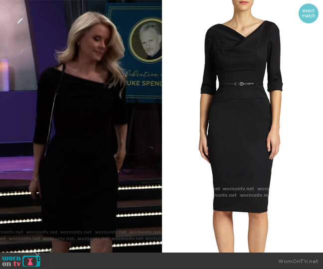 Black Halo Jackie O Three-Quarter Sleeve Dress worn by Felicia Scorpio (Kristina Wagner) on General Hospital