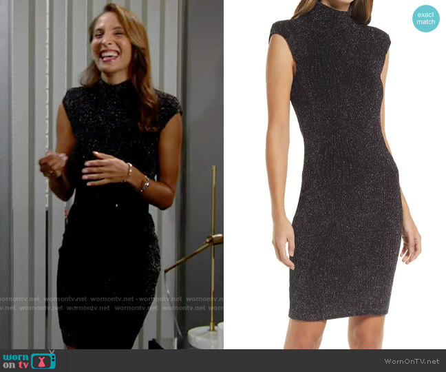 Black Halo Ravi Dress in Stellar Night worn by Lily Winters (Christel Khalil) on The Young and the Restless
