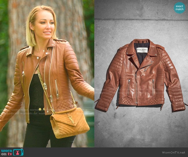 Boda Skins Kay Michaels Leather Jacket worn by Mary Fitzgerald on Selling Sunset