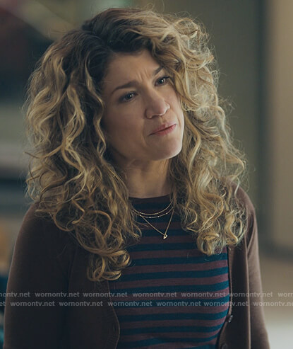 Bonnie’s blue striped shirt on Billions