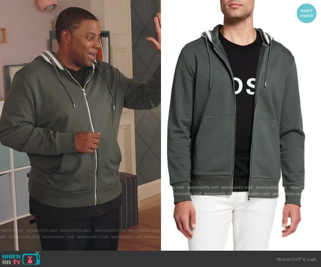 BOSS Cotton-Blend Hoodie with Stripes worn by Kenan Williams (Kenan Thompson) on Kenan
