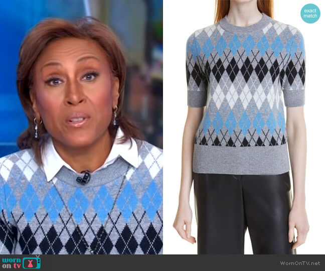 Boss Flinda Short Sleeve Wool Blend Sweater worn by Robin Roberts on Good Morning America