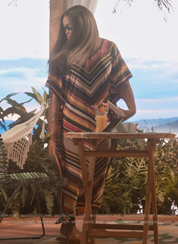 Brianna’s chevron stripe caftan on Queens