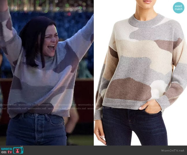 C by Bloomingdales Camo Print Cashmere Sweater in Neutral Combo worn by Jodie (Ginnifer Goodwin) on Pivoting