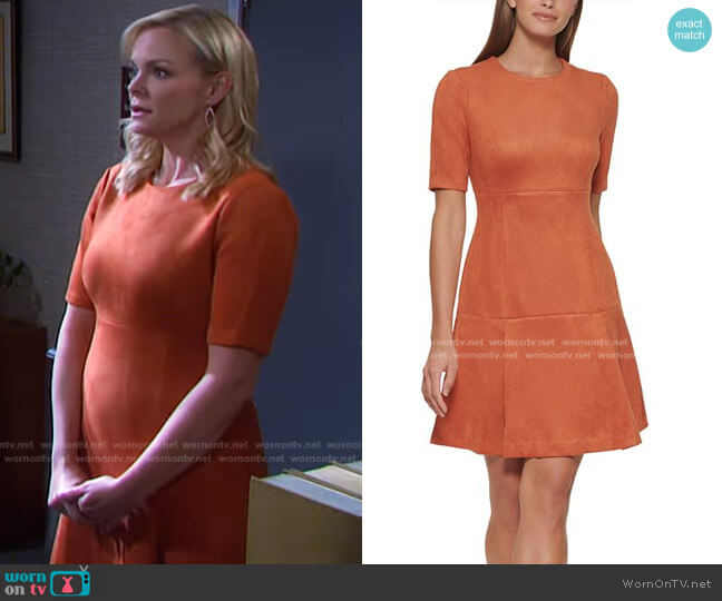 Calvin Klein Stretch Faux-Suede Dress worn by Belle Brady (Martha Madison) on Days of our Lives