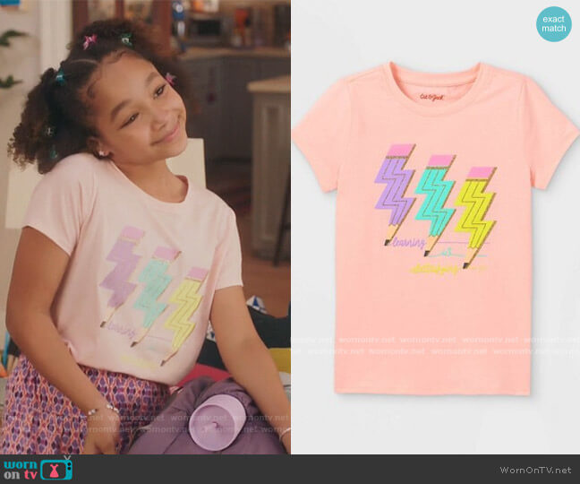 Cat & Jack Pencils Graphic Tee worn by Bridget Williams (Dannah Lane) on Kenan