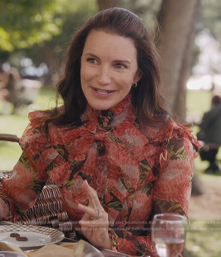 Charlotte’s floral print blouse on And Just Like That
