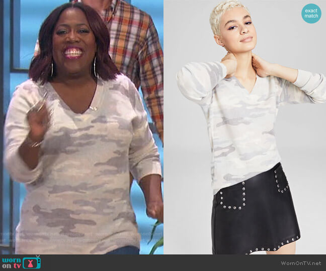Charter Club Cashmere Camo Sweater worn by Sheryl Underwood on The Talk