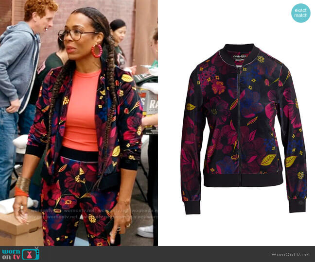 Chiara Boni La Petite Robe Leman Velvet Bomber Jacket worn by Dr. Nya Wallace (Karen Pittman) on And Just Like That