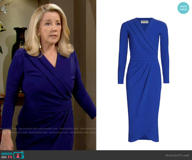 Chiara Boni La Petite Robe Jodene Dress in Azulejo worn by Nikki Reed Newman (Melody Thomas-Scott) on The Young and the Restless