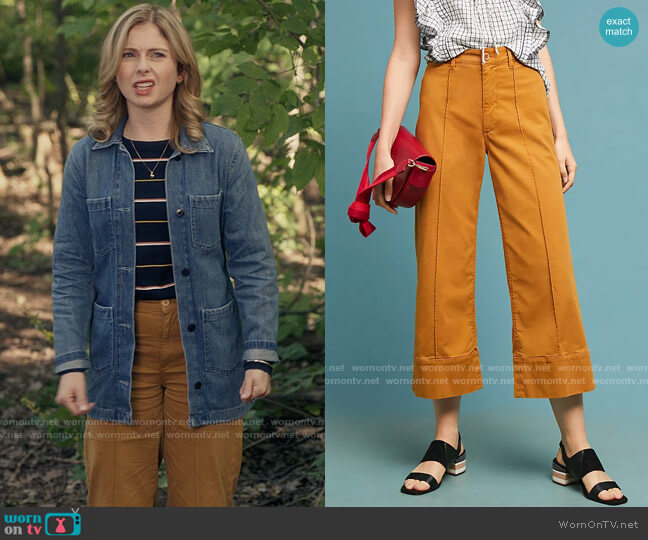 Cropped Wide-Leg Chino Pants from Anthropologie worn by Sam (Rose McIver) on Ghosts