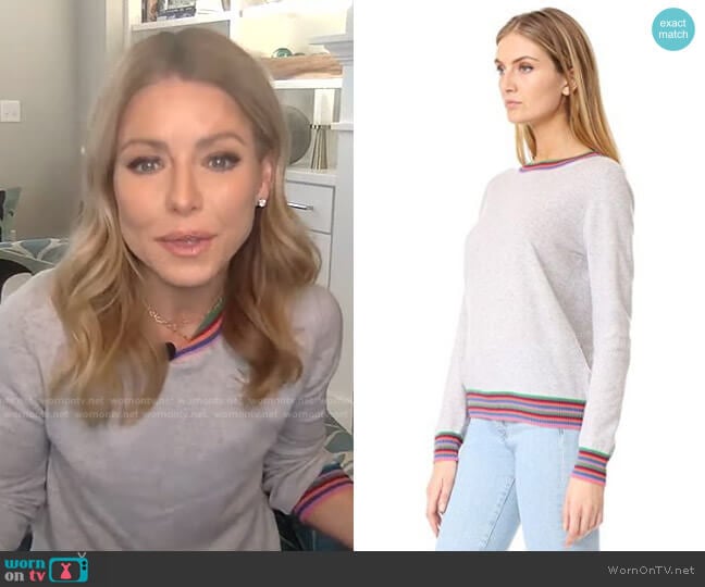 Chinti & Parker Stripe Cuff Cashmere Sweater worn by Kelly Ripa on Live with Kelly and Mark
