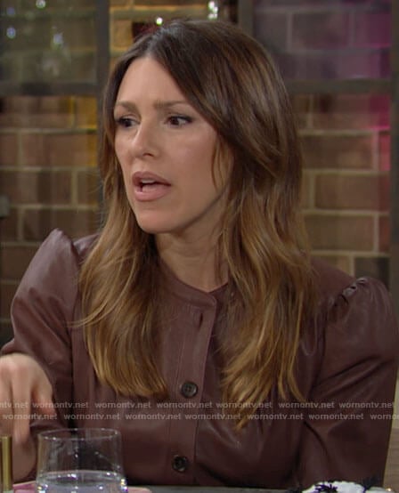 Chloe’s leather buttoned front dress on The Young and the Restless
