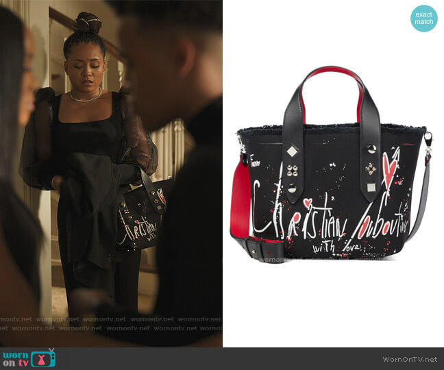 Christian Louboutin Frangibus Small printed canvas tote worn by Lauren Dupont (Rhyon Nicole Brown) on Our Kind of People