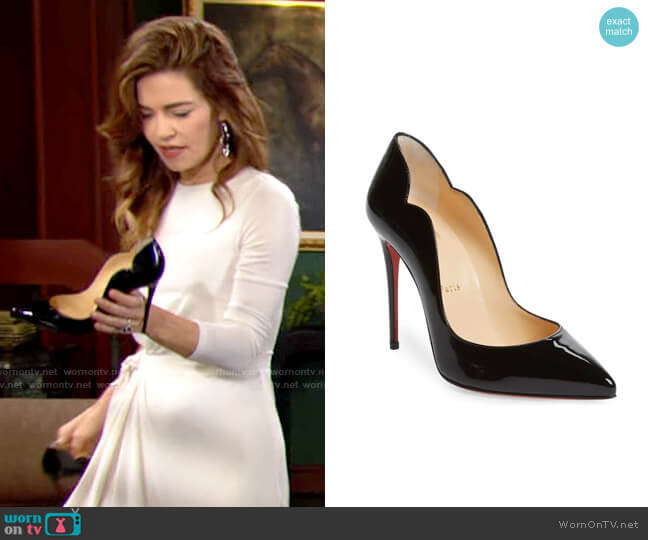 Christian Louboutin Hot Chick Scallop Pointed Toe Pump worn by Victoria Newman (Amelia Heinle) on The Young and the Restless