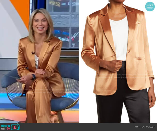 Cinq a Sept Marta Silk Cowlneck Cami Top worn by Amy Robach on Good Morning America