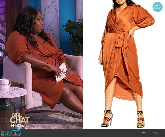 City Chic Opulent Faux Wrap Dress worn by Loni Love on The Real