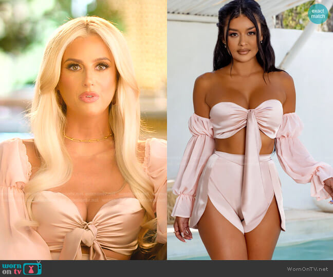 Club L London Cool Down Off The Shoulder Tie Detail Beach Top worn by Emma Hernan on Selling Sunset