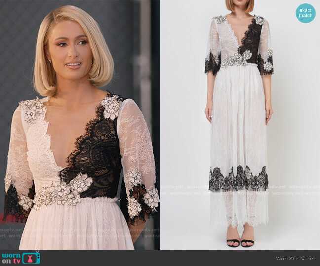 Costarellos Two Tone Lace Dress worn by Paris Hilton on Paris in Love