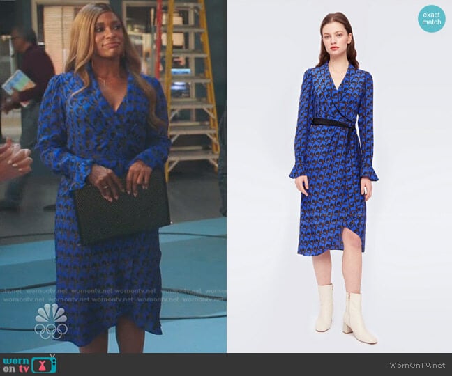 Diane von Furstenberg Anuj Asymmetrical Wrap Dress in Foulard worn by Mika (Kimrie Lewis) on Kenan